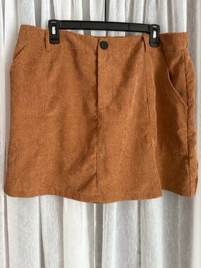 Rust Corduroy Mini Skirt